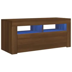 vidaXL TV Cabinet with LED Lights Brown Oak 90x35x40 cm