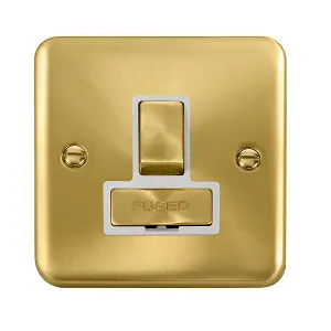 Curved Satin / Brushed Brass 13A Fused Ingot Connection Unit Switched - White Trim - SE Home