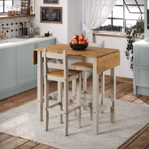 Corona Grey Square High Breakfast Bar Drop Leaf Table and Bar Chair SET , 60.0 / 100.0cm wide x 60cm deep x 100cm high