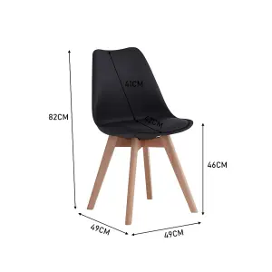 Set of 4 Black Dining Chairs with Wooden Legs