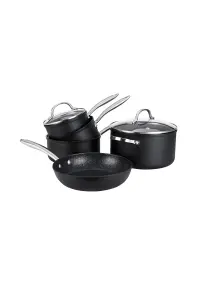 Prestige Scratch Guard Black Round Induction Suitable Dishwasher Safe Non-Stick Cookware Pan Set Pack of 5