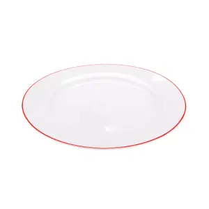 Set of 4 Durable White Ceramic Side Plates with Elegant Red Rim