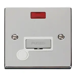 Polished Chrome 13A Fused Ingot Connection Unit With Neon With Flex - White Trim - SE Home