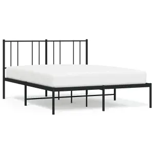 Berkfield Metal Bed Frame with Headboard Black 120x200 cm