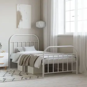 Berkfield Metal Bed Frame with Headboard and Footboard White 107x203 cm