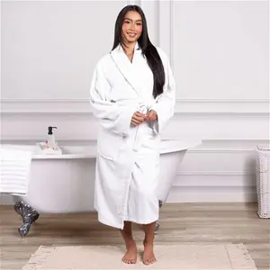 Brentfords 100% Cotton Towelling Dressing Gown, Adults - White