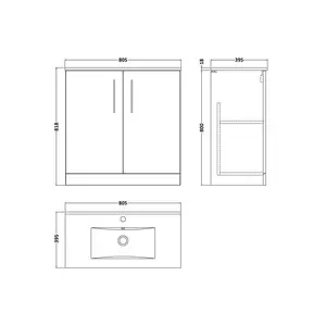 Arno 800mm Single Bathroom Vanity with Integrated Vitreous China Basin Gloss White