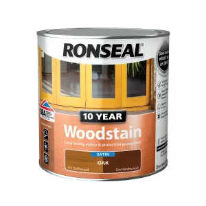 Ronseal 10 Year Oak Satin Quick dry Doors & window frames Wood stain, 750ml