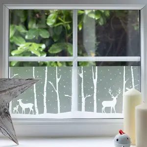 d-c-fix Birch Woods Stags Premium Static Cling Christmas Window Film Border for Décor 1.5m(L) 20cm(W)