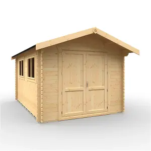 14ft x 8ft (4150mm x 2350mm) Horsforth "The Saint Paul Plus" 44mm Log Cabin With 2 Opening Windows