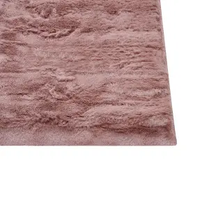 Faux Rabbit Fur Rug 160 x 230 cm Pink MIRPUR