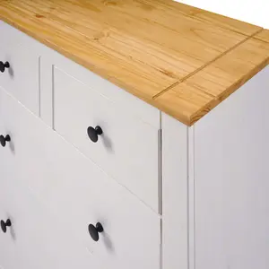 Panama 2 over 2 Drawer Chest in White and Natural Wax Finish