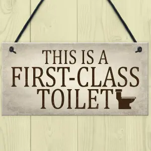 Red Ocean First Class Toilet Shabby Chic Hanging Wall Plaque Bathroom Loo Door Sign Home Decor