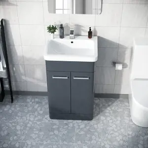 Nes Home Afern 500mm Vanity Unit Cabinet and Wash Basin Anthracite