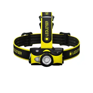 Ledlenser iH9R Rechargable 600 Lumen RGB Light LED Head Torch with Helmet Mount Kit for Plumbers Electricians and DIY