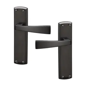 Intelligent Hardware - Internal Door Handle - Ritz - Lever on Backplate - Lever Latch Furniture - Black Nickel