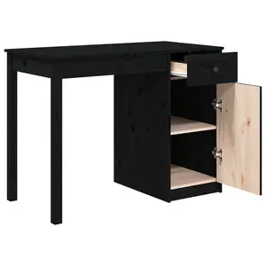 Berkfield Desk Black 100x50x75 cm Solid Wood Pine