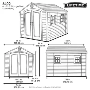 Lifetime 8 Ft. x 12.5 Ft. Outdoor Storage Shed