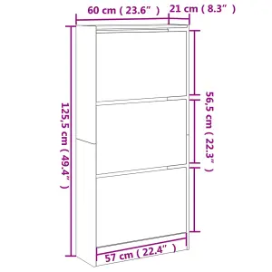 Berkfield Shoe Cabinet Concrete Grey 60x21x125.5 cm Engineered Wood