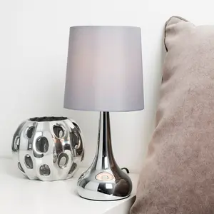 Chasse Metal Table Lamp (Set of 2) Silver Base / Grey Shade / Included