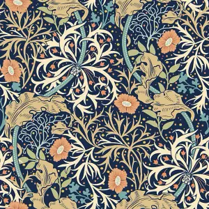 Hoopla Walls Seaweed Garden Navy Blue Smooth Matt Wallpaper