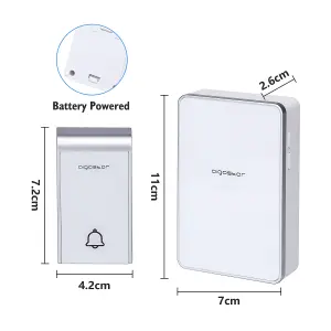 Aigostar White Wireless Doorbell, IP44 Waterproof Cordless Door Chime Kit with 1 Receiver