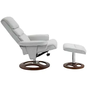 HOMCOM Recliner Chair Ottoman Set 360 Swivel Sofa Wood Base Grey