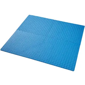 Gym Mats - 12 interlocking sections with 24 edge pieces, 61 x 61 cm each - blue