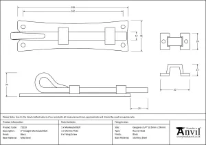 From The Anvil Black 6 Inch Straight Monkeytail Bolt