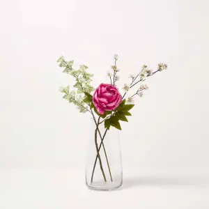 Homescapes Artificial Stem of Dried Pink Peony Flowers, 48 cm