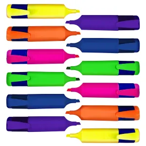 12pk Highlighters - Chisel Tip Marker Pen - Highlighter Pens Multipack - Assorted Colours Highlighter Pens for Kids and Adults