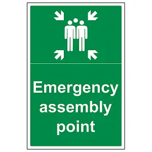 Emergency Assembly Point Safety Sign - Rigid Plastic - 400x600mm (x3)