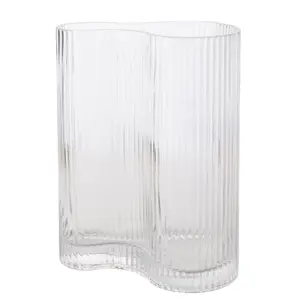 Hestia Clear Ribbed Glass Vase - Large