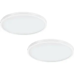 2 PACK Wall / Ceiling Light White 500mm Round Surface Mounted 25W LED 3000K