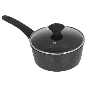 URBNCHEF 18cm Diameter Pressed Carbon Induction Saucepan Pots with Soft Touch Handles