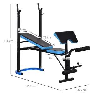 HOMCOM Adjustable Weight Bench with Leg Developer Barbell Rack for Home Gym