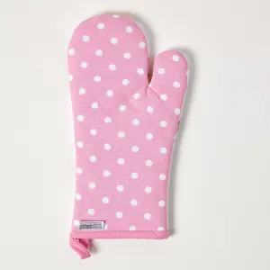 Homescapes Birds and Flowers Pink Cotton Oven Glove