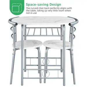 2 - Person Dining Set White/Silver / 76" H x 49" W x 43" D