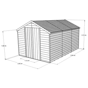 BillyOh Master Tongue and Groove Apex Wooden Shed - 12x8 - Windowless