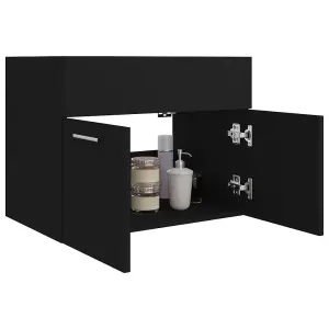 Berkfield Sink Cabinet Black 60x38.5x46 cm Engineered Wood