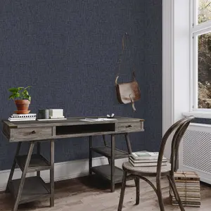 Hotel Luxe Urban Weave Navy Wallpaper