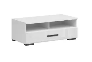 White Gloss TV Cabinet Modern 1 Drawer Media Bench Storage Unit 100cm  Assen