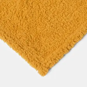 Brentfords Teddy Fleece Blanket Large Throw Over Bed, Yellow - 200 x 240cm