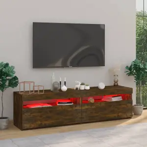 Berkfield TV Cabinet with LED Lights 2 pcs Smoked Oak 75x35x40 cm