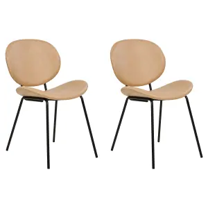 Set of 2 Dining Chairs LUANA Faux Leather Sand Beige