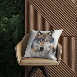 Wolf Watercolour Outdoor Cushion 60cm x 60cm