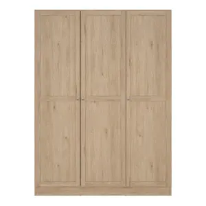 Brande Wardrobe with 3 Frame Doors in Jackson Hickory Oak