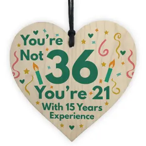 Red Ocean Funny Birthday Gifts For Women Novelty 36th Birthday Gift For Men Wooden Heart Sign Funny Birthday Card