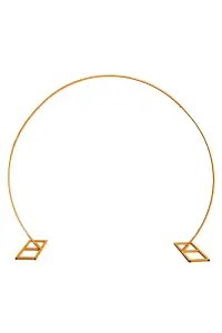 Round Arch Stand Metal Backdrop Stand Garden Arbors - 2.6m x 2.2m, Gold