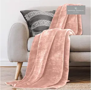 GC GAVENO CAVAILIA Luxury Faux Fur Throw 150x200 CM Peach Fleece Blanket for Double Bed & Sofa Bed